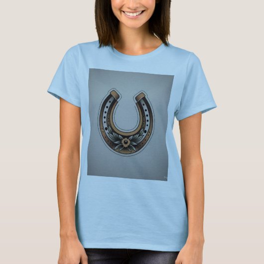 Lucky Horseshoe Traditionelles Tattoo-T-Shirt T-Shirt (Vorderseite)