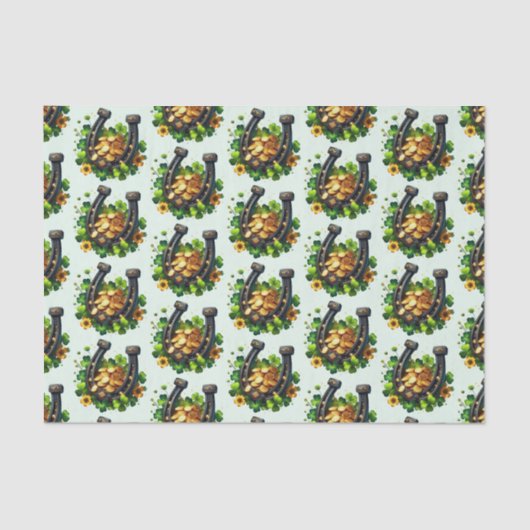 Lucky Horseshoe und Gold Coins Muster Seidenpapier (Vorderseite)