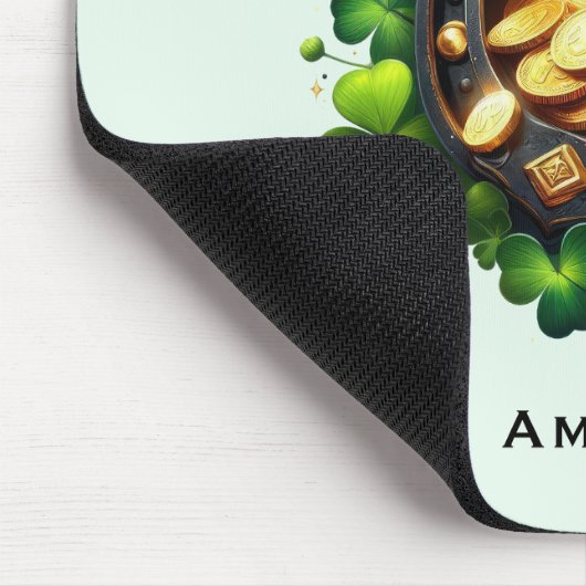 Lucky Horseshoe und Gold Coins St. Patrick's Day Mousepad (Ecke)