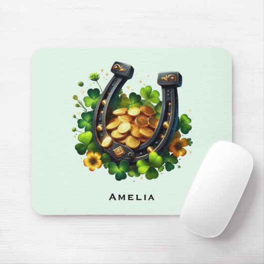 Lucky Horseshoe und Gold Coins St. Patrick's Day Mousepad (Mit Mouse)