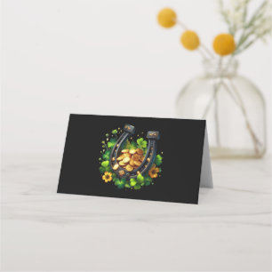 Lucky Horseshoe und Gold Coins St. Patrick's Day Platzkarte