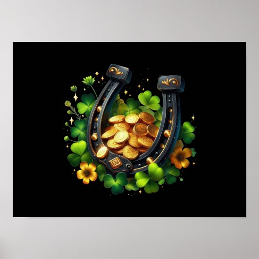 Lucky Horseshoe und Gold Coins St. Patrick's Day Poster (Vorne)