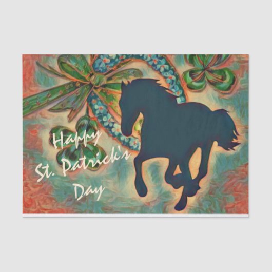 Lucky Horseshoe und Horse St. Patrick's Day Seidenpapier (Vorderseite)