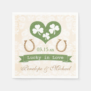 Lucky Horseshoe und Kleeblatt Hochzeit Serviette