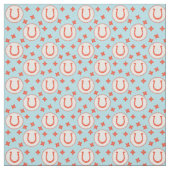 Lucky Horseshos Muster Light Blue und Orange Stoff (Muster)