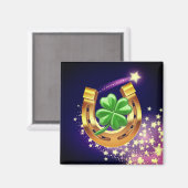 Lucky Hufeisen 4 Blatt Klee Schießen Sternenpurpl Magnet (Vorderseite/Rückseite)