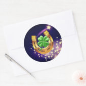 Lucky Hufeisen 4 Blatt Klee Schießstar lila Runder Aufkleber (Umschlag)