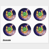 Lucky Hufeisen 4 Blatt Klee Schießstar lila Runder Aufkleber (Blatt)