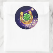 Lucky Hufeisen 4 Blatt Klee Schießstar lila Runder Aufkleber (Tasche)