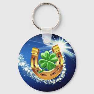 Lucky Hufeisen 4 Blatt Klee Sternenschießen Schlüsselanhänger