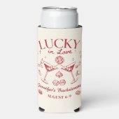 Lucky in der Liebe Bachelorette Wochenende Selters Dosenkühler (Seltzer Vorderseite)