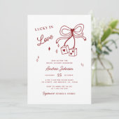 Lucky in der Liebe Vegas Dice Casino Bow Brautpart Einladung (Stehend Vorderseite)