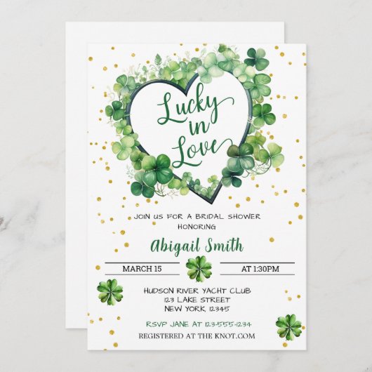 LUCKY IN LIEBE BRIDAL SHOWER Einladung (Vorne/Hinten)