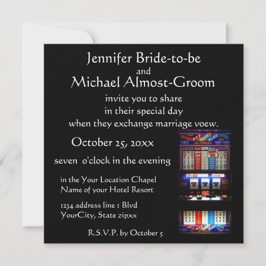 Lucky in Liebe Casino Themenabende Hochzeit Einladung (Vorderseite)