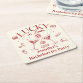 Lucky in Liebe Cocktail Junggeselinnen-Abschied Cl Rechteckiger Pappuntersetzer (angewinkelt)