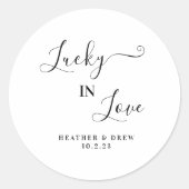 Lucky in Liebe Lottery Scratcher Gastgeschenk Hoch Runder Aufkleber (Vorderseite)