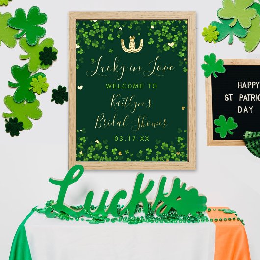 Lucky In Liebe St. Patrick's Day Brautparty Real Foliendrucke