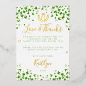 Lucky In Liebe St. Patrick's Day Brautparty Real Folieneinladung (Vorderseite)