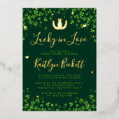 Lucky In Liebe St. Patrick's Day Brautparty Real Folieneinladung (Vorderseite)
