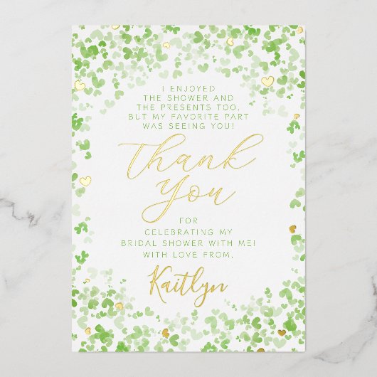 Lucky In Liebe St. Patrick's Day Brautparty Real Folieneinladung (Vorderseite)