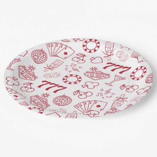 Lucky in Liebe Vegas Bachelorette Pappteller (Schrägansicht)