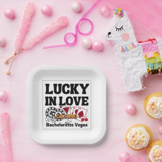 Lucky in Liebe Vegas Bachelorette Pappteller (Party)