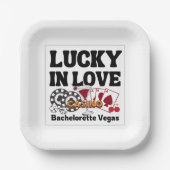 Lucky in Liebe Vegas Bachelorette Pappteller (Vorderseite)