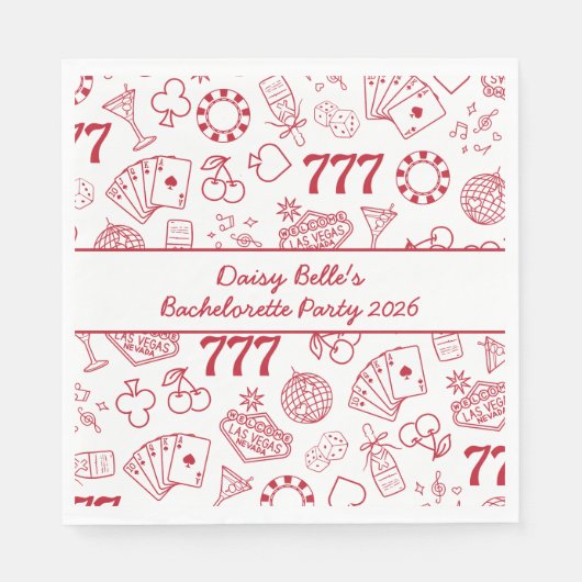 Lucky in Liebe Vegas Bachelorette Serviette (Vorderseite)