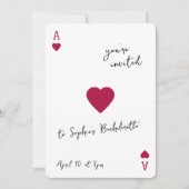 Lucky In Love Bachelorette Ace Of Hearts Einladung (Vorderseite)