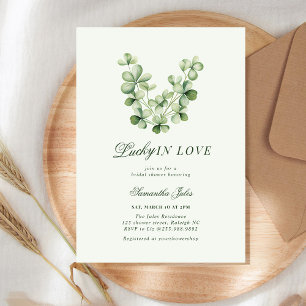 Lucky in Love Brautparty Grüner Kleeblatt Einladung