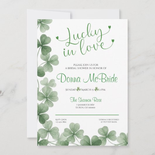 Lucky in Love Bridal Shower Invitation Einladung (Vorderseite)