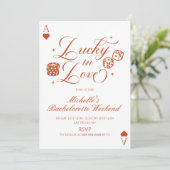 Lucky In Love Casino Bachelorette Weekend Party Einladung (Stehend Vorderseite)