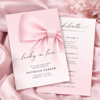 Lucky in Love Elegant Script Bachelorette Weekend Einladung