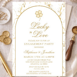 Lucky in Love Gold Shamrock Engagement Party Einladung