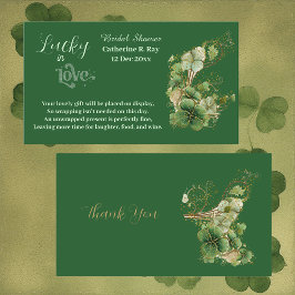 Lucky in Love Golden Green Shamrock Bridal Shower Begleitkarte
