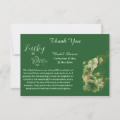 Lucky in Love Golden Green Shamrock Bridal Shower Dankeskarte (Vorderseite)