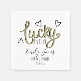 Lucky in Love Hearts Bridal Shower Serviette