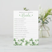 Lucky in Love How Well Do You Know the Bride Game Einladung (Stehend Vorderseite)