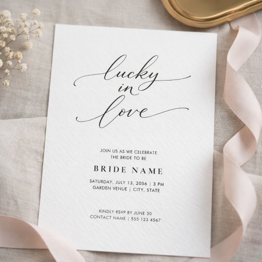 Lucky in Love | Modern Minimalist Bridal Shower Einladung