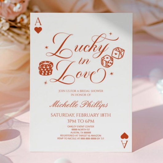 Lucky In Love Playing Card Casino Bridal Shower Einladung