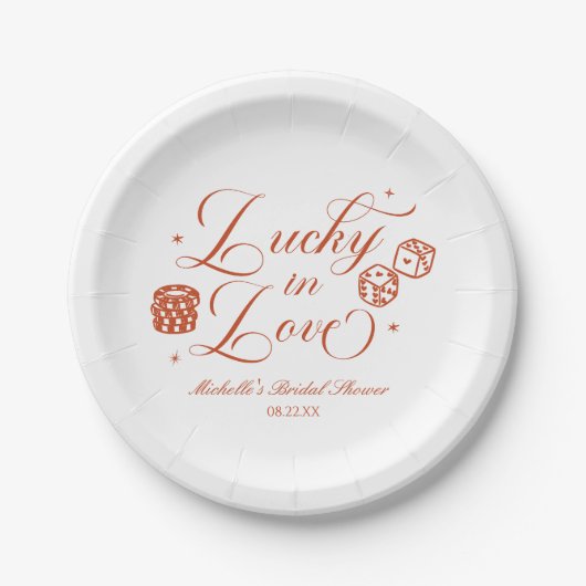 Lucky In Love Playing Card Casino Bridal Shower Pappteller (Vorderseite)