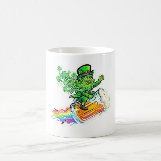 Lucky In Love Psychedelischer Leprechaun-Ritt Kaffeetasse (Mittel)