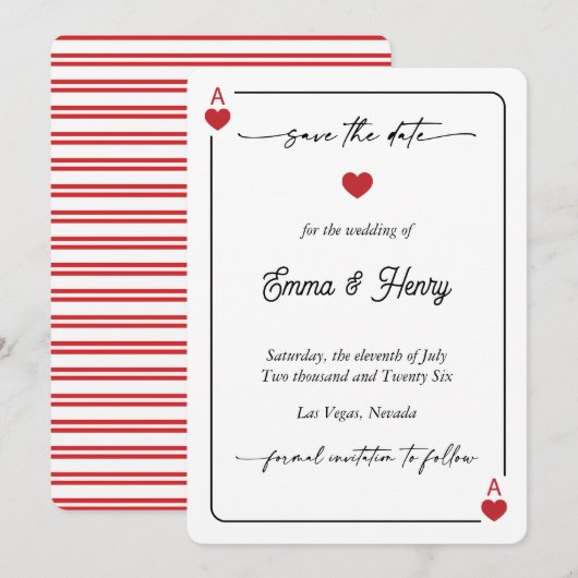 Lucky in Love Save the Date Invitation (Vorne/Hinten)