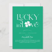 Lucky in Love Shamrock Green Bridal Shower Einladung (Vorderseite)