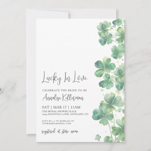Lucky In Love St. Patrick's Day Bridal Shower Einladung (Vorderseite)