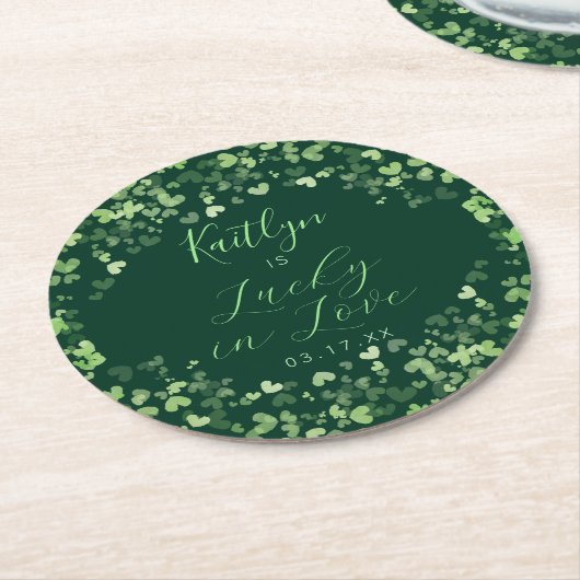 Lucky In Love St. Patrick's Day Bridal Shower Runder Pappuntersetzer (Angewinkelt)