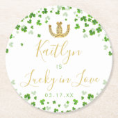 Lucky In Love St. Patrick's Day Bridal Shower Runder Pappuntersetzer (Vorderseite)
