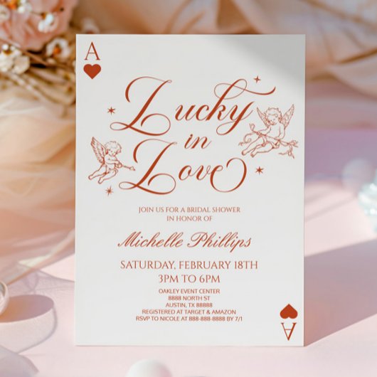 Lucky In Love Vintage Cupid Bridal Shower Einladung