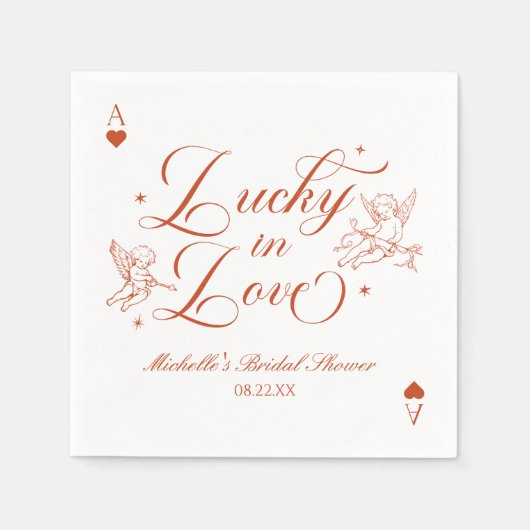 Lucky In Love Vintage Cupid Bridal Shower Serviette (Vorderseite)
