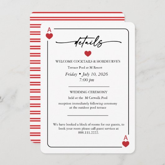 Lucky in Love Wedding Details Card Einladung (Vorne/Hinten)